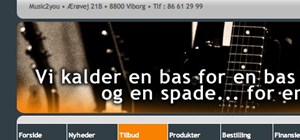 Hjemmeside med CMS lavet for musikbutikken Music2you.
